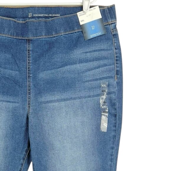 NY&C Women's Pull-on Blue Denim Leggings Pants Size XXL High Waist Stretch  NWT - Picture 5 of 13
